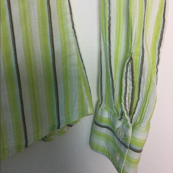 Women's Eddie Bauer XS 0 - 2 Button Front Shirt Stripe Yellow Long Sleeve Casual - Picture 5 of 6